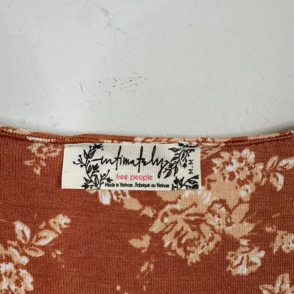 Free People Orange & White Spring Combo Turnt Bodysuit